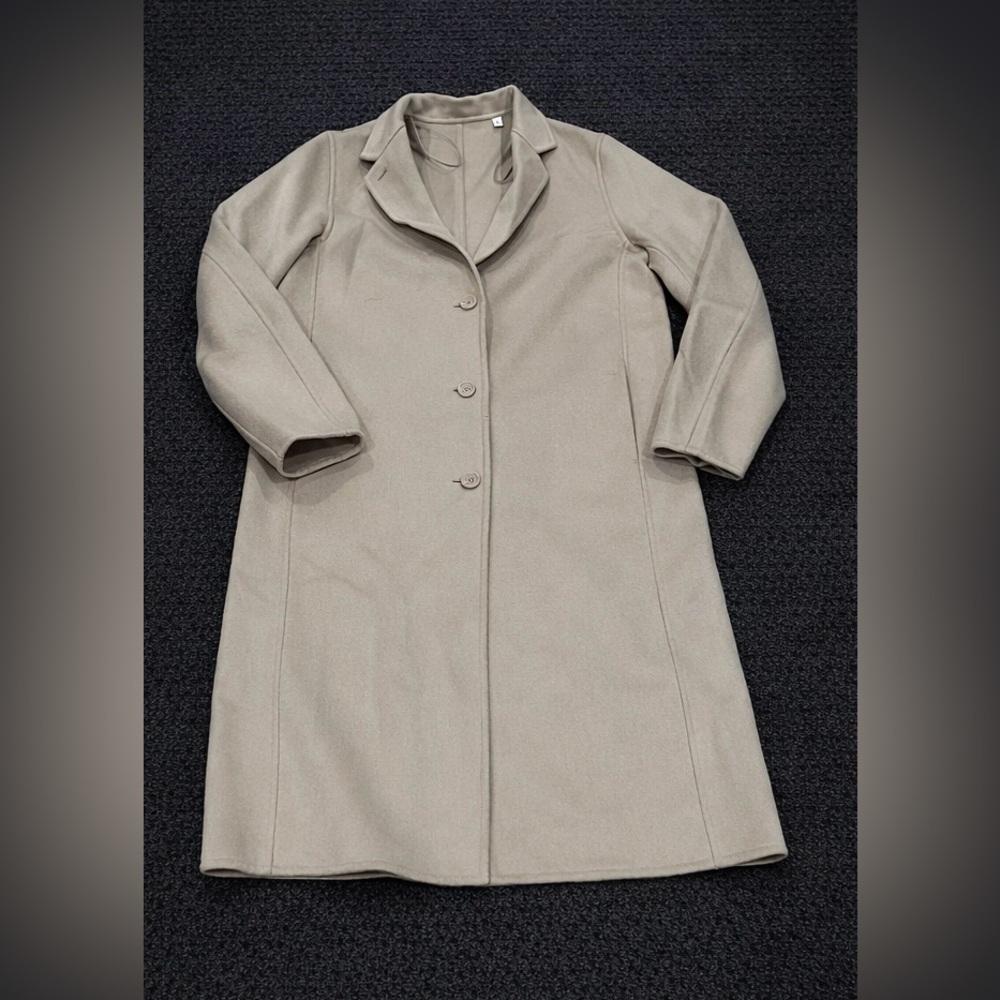 Uniqlo wool blend tan/bone coat